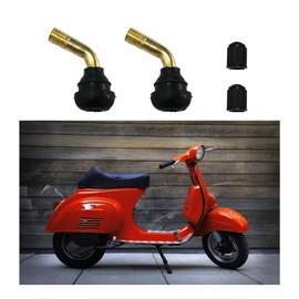 2 PCS Valve Stem Bent 135 Degree Angled, Snap-in Tubeless Tire Valve Stem Brass Stems with Rubber Base, Universal Tire Rim Replacement for Motorcycle Scooter ATV (PVR50)
