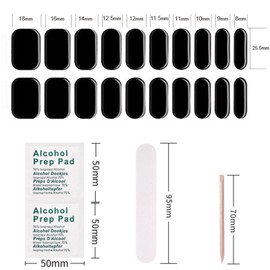 Semi Cured Gel Nail Strips,20pcs Gel Nail Stickers,Nail Gel Stickers,Gel Nail Wraps,Nail Art Stickers Salon-Quality Easy to Apply & Remove with Prep Pads,Nail File,Wooden Stick (HJ-GNT001-Black)