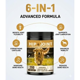 Egdusns Dog Glucosamine Chondroitin Hip Joint Chews MSM, Arthritis Pain Support for All Dog Breeds, 200 Count
