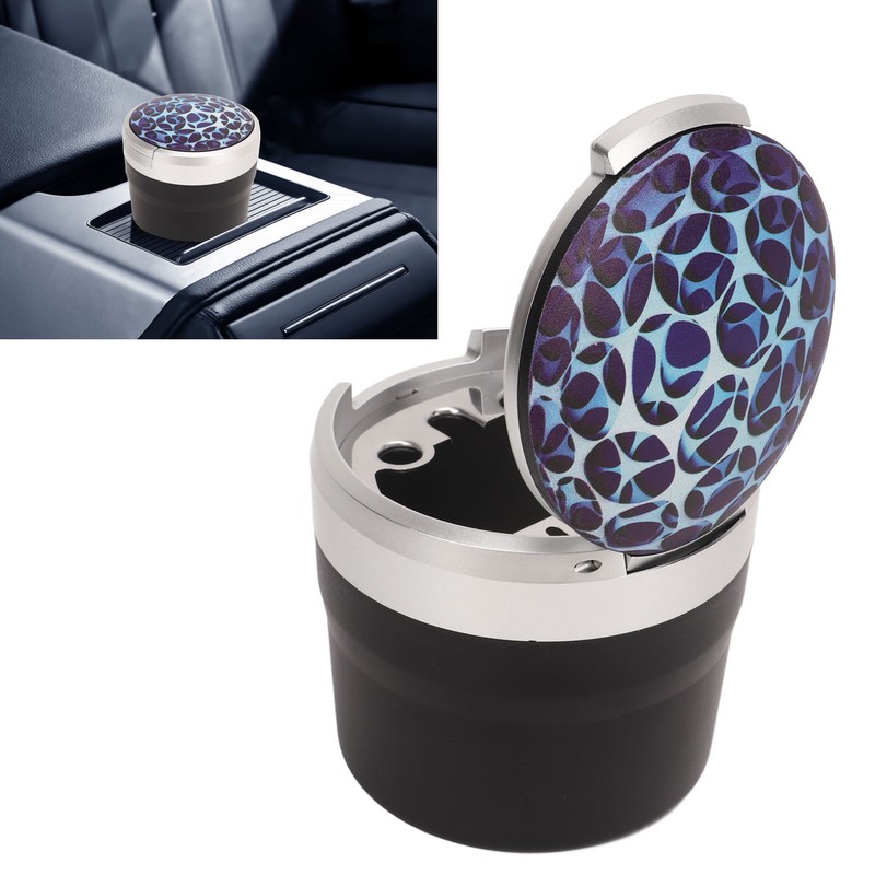 Portable Car Ashtray Mini Silver Edge Fire Prevention Smokeless Auto