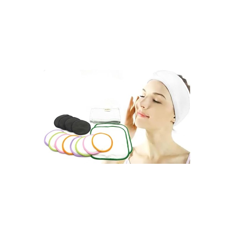 Wiederverwendbare umweltfreundliche Make-up-Entferner-Pads, große weiche und waschbare Bambus-Reinigungstücher (Set C)