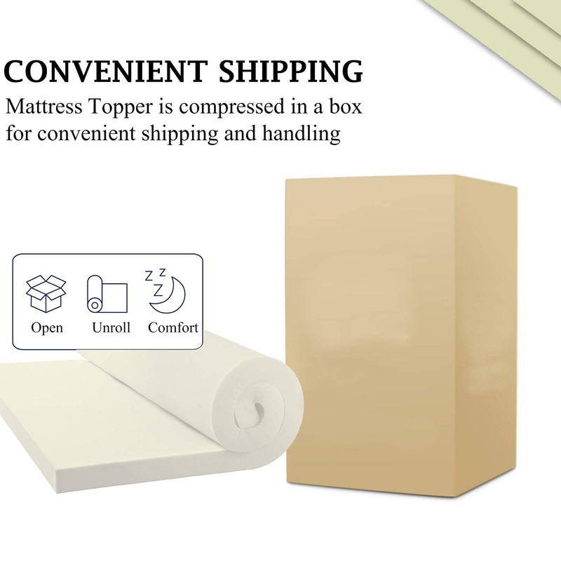 Spring Solution 2-Inch High Density Foam Topper,Adds Comfort to Mattress,