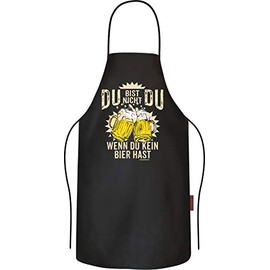 RAHMENLOS BBQ Apron for Men "Du bist nicht Du - wenn du kein Bier hast!", black