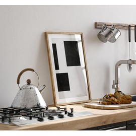 Lithobee - Black White Abstract 3 - Printed Wall Art Design in Sizes A2, A3 & A4 Framed in a Stylish Quality Coloured Frame or Unframed (A4 Black Grain Frame)