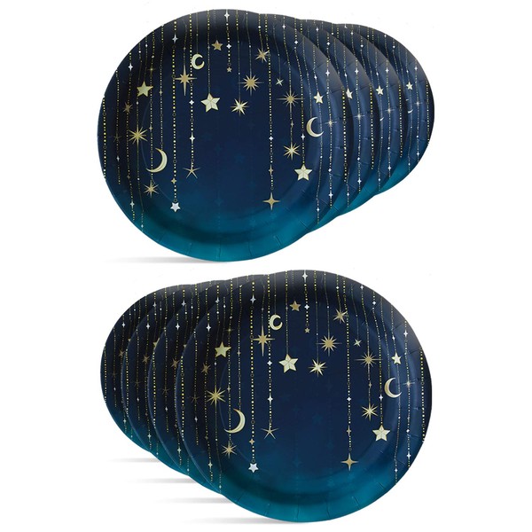 Havercamp Starry Night Large Round Paper Plates, Party Tableware Supplies