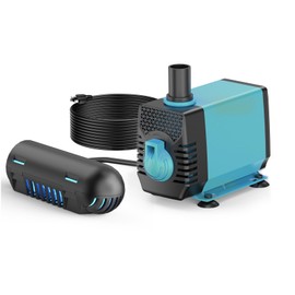 Antfraer S104 Water Pump with UV Clarifier for Outdoor Ponds, Water Pump with Light,Fountain Pump for Pond Filter, Water Clean Light for Filter Box Used