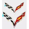 GM Pair Fits 2014-2019 Corvette C7 Emblem Cross Flags Badge