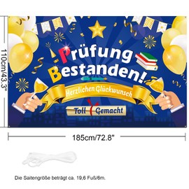 DPKOW Exam Passed Banner for Congratulations Graduation Decoration, Congratulations Background Banner for Exam Passed Decoration for ABI Bachelor Master Diploma Training, 185 x 110 cm