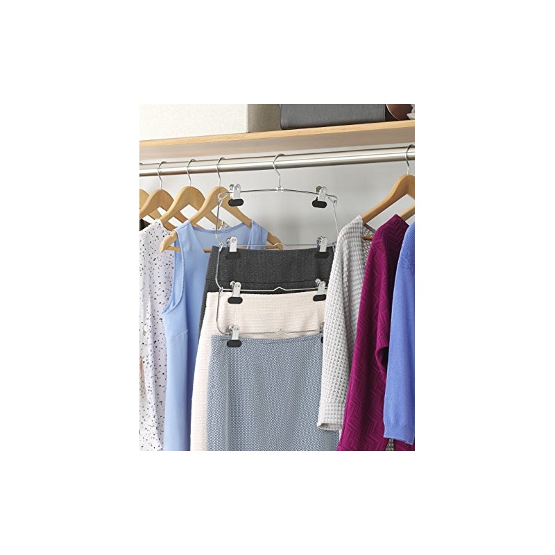 Whitmor 4-Tier Folding Skirt Hanger Chrome / Black