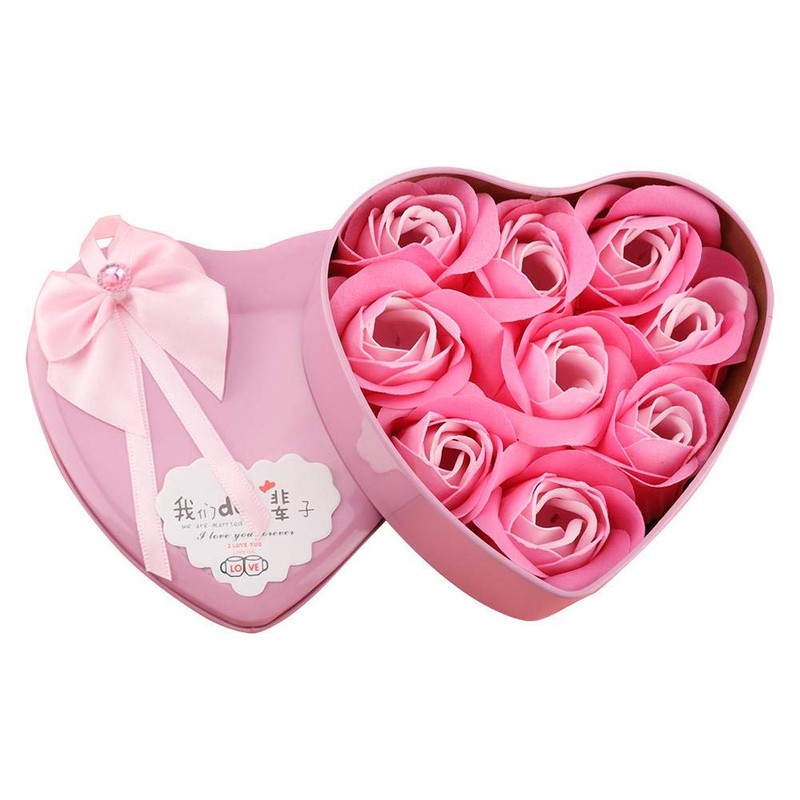 Asixx Soap Flower Box, Soap Rose Artificial Flowers, Gift Heart-Shaped