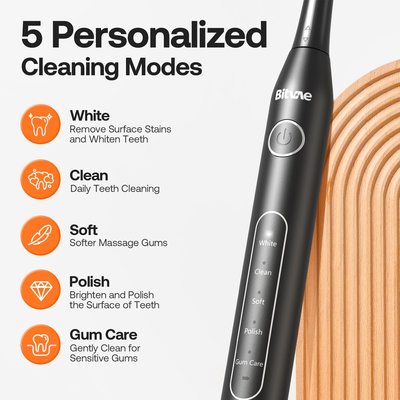 Bitvae Electric Toothbrush with 8 Brush Heads 5 Modes Electric