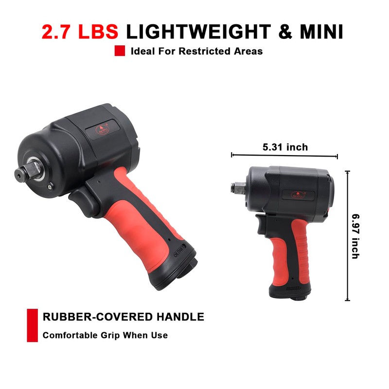 AEROPRO TOOLS 1/2-Inch composite Mini Air Impact Wrench(AP9515),compact design with