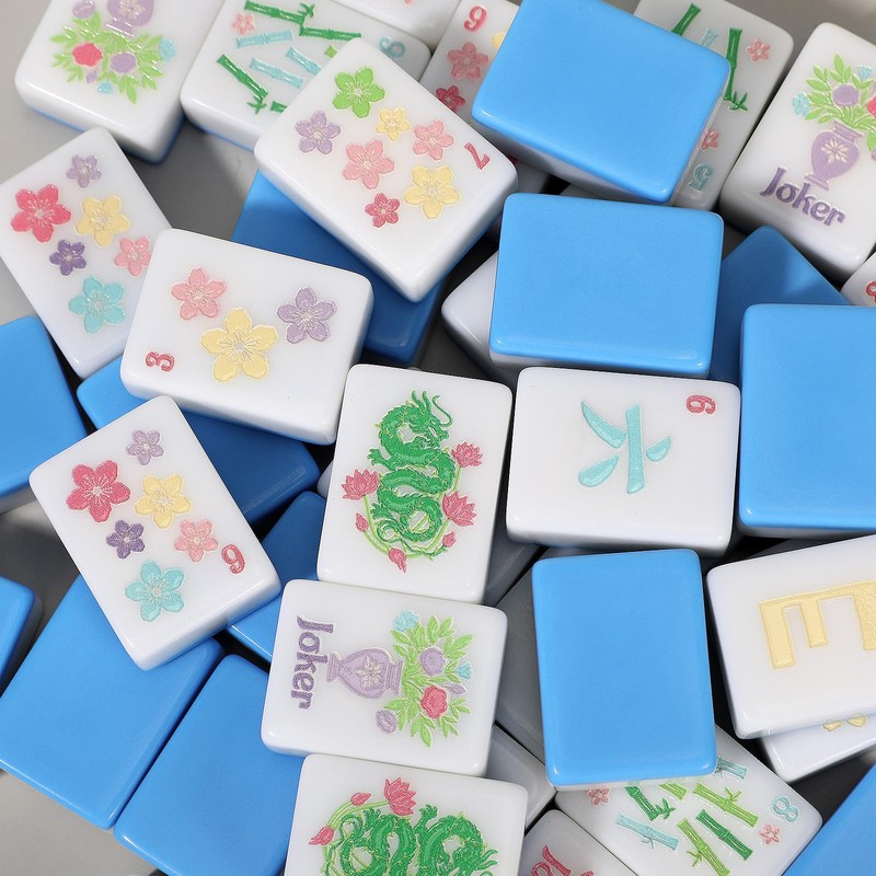 Simgoing American Mahjong Tile Set, 160 Blossom Numbered Engraved Melamine