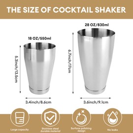 4 Pcs Bar Shaker Cocktail Shaker Boston Cocktail Shaker Martini Shaker Mixer Basic Tool Cocktail Shaker Set Stainless Steel Bar Shaker for Bartender (2 pieces 18 oz and 2 pieces 28 oz)