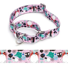 Bbmmayy Martingale Dog Collars -Adjustable Soft Dog Collar.Colorful Flower Multicolor Cute Patterns for Puppies for Medium Large Dogs Walking Running Training (9, L:2.5cm Wide for 45-53cm Neck)