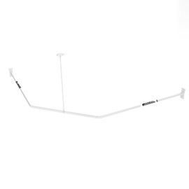 Naiture Corner Diamond Shaped Aluminum Shower Curtain Rod, 30" X 26" X 30", Gloss White Finish, with Ceiling Support for Bathroom, Bathtub, Closet or Fitting Room, Private Space