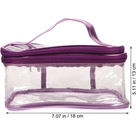 Bolsa de Maquillaje Transparente de Pvc y Pu Doble Capa y Cierre Doble para Viaje, Portátil Gran Capacidad, Adecuado para Organizar Cosméticos y Accesorios