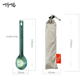 TiTo Bright Colorful Titanium Spork for Outdoor Camping Light Weight Titanium Spoon for Travel Home with Cloth Bag (Green Spoon)