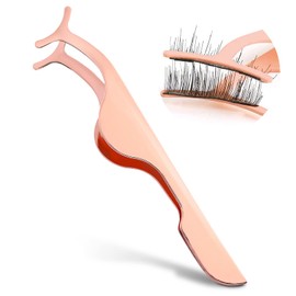 WLLHYF Eyelash Applicator Fake Lash False DIY Rose Gold Stainless Steel Eyelash Applicator Tool Remover Clip Tweezers Nipper for Easy Application and Removal of Eyelashes