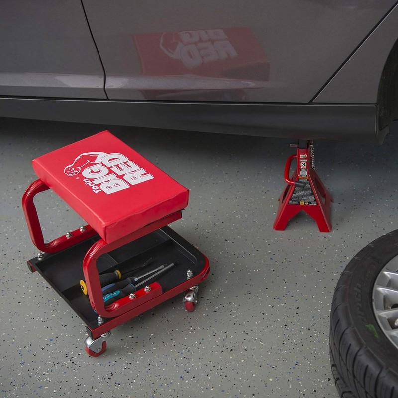 Torin TR6300 Red Rolling Creeper Garage/Shop Seat: Padded Mechanic Stool