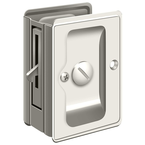 Deltana SDLA325U14 Heavy Duty Pocket Lock; Adjustable; 3-1/4" x 2 1/4" Privacy; Bright Nickel Finish