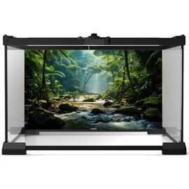 Jungle Aquarium Background Rainforest Tranquil Stream Meanders Terrarium Backdrop Vibrant Foliage Dense Green Foggy Forest Fish Tank Background Reptile Habitat Backdrop Wallpaper Vinyl 72x24in