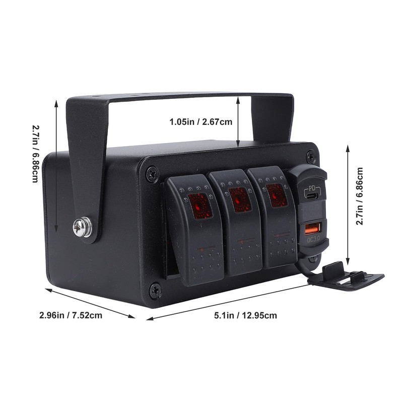 3 Gang Rocker Switch Panel, Waterproof Toggle Switch, Marine Boat