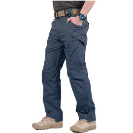 CARWORNIC Gear Men's Hiking Tactical Pants Lightweight Cotton Outdoor Military Combat Cargo Trousers (34W x 32L, Navy Blue)