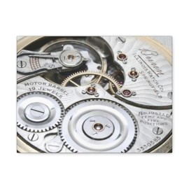 Illinois 1918 Illinois Bunn Railroad Pocket Watch 19 Jewels Motor Barrel Canvas Art - 16″ x 12″, Premium Gallery Wraps (1.25″)