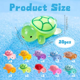 Sztqqing Mini Turtles Pack of 20, Luminous Resin Figures in the Dark, Colourful Small Animals for Micro Landscape, Garden Decoration, Aquarium & Home Decoration, Miniature Turtles Gift