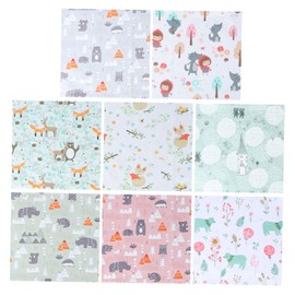 IWOWHERO 8Pcs Cartoon Printed Cotton Patchwork Fabric Set for DIY Crafting Multi Design Material for Sewing Projects for Beginners and Hobbyists