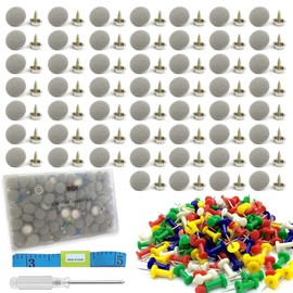 Car Roof Repair Kit, 90 Pieces Car Roof Headliner Repair Button, 90 Pieces Colorful Push Pins Universal Auto Roof Snap Rivet Retainer, 1 Screwdriver and 1 Measure Tape (Grey)