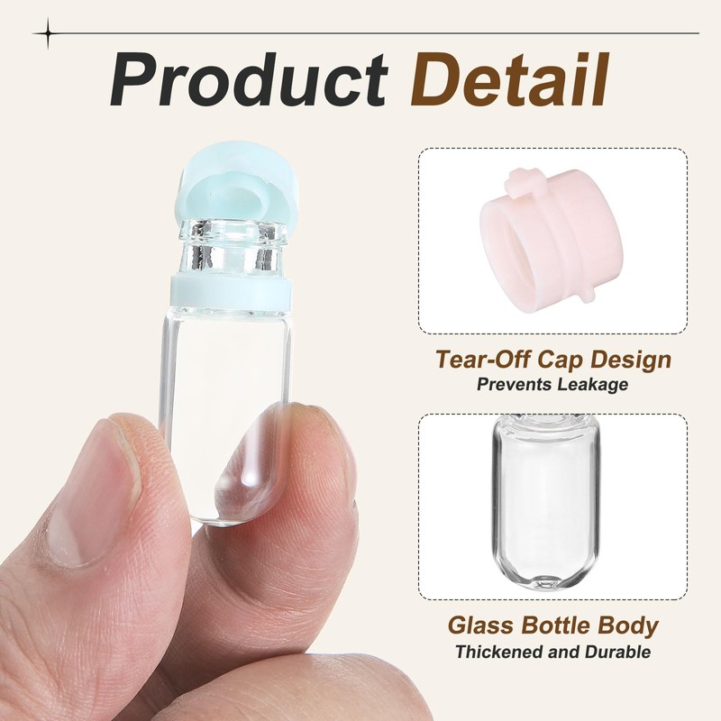 PATIKIL 12個セット 透明ガラスバイアル スナップ式キャップ付き 2ml 小型液体サンプル瓶 漏れ防止 携帯用液体保存容器 香水・精油・しやく用 ホワイト
