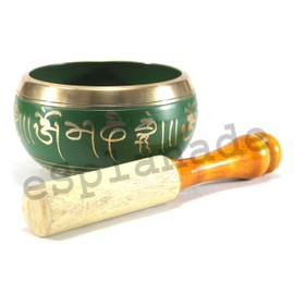 eSplanade - 4 inches - Singing Bowl Tibetan Buddhist Prayer Instrument With Striker Stick | OM Bell | OM Bowl | Meditation Bowl | Music Therapy (green)