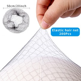 200Pcs Hair Nets, Invisible Nets Black Elastic Hair Mesh Edge, Suitable for Ballet, Dance, Nurse and So (Black)