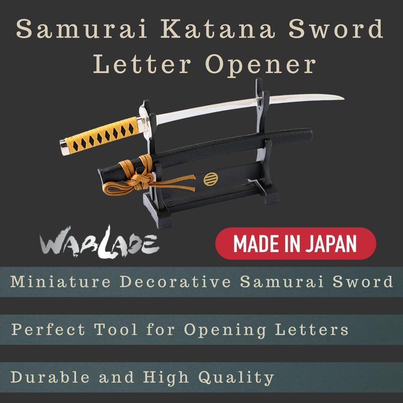 Wablade Japanese Samurai Katana Letter Opener for Desk Display, Decorative
