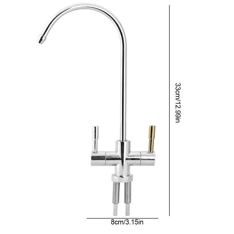 Double Holes Sink Faucet Tap Drinking Water Filter 2-Handle Kitchen