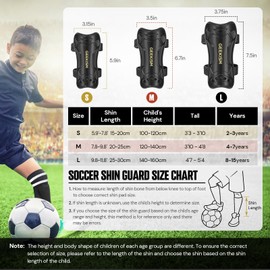 GeekSport Soccer Shin Guards - Youth Sizes Soccer Shin Pads Equipment 4-15 Years Old Girls Boys Toddler Kids Children Teenagers (S - Shin Guards Length 5.7", Black 1 Pack Soccer Shin Guards + Socks)