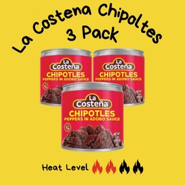 La Costena Bundle of 3 x La Costena Chipotles Peppers In Adobo Sauce 199g