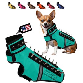 CoyoteVest SpikeVest Dog Harness Vest for Small Dogs, Reflective Dog Vest with Spikes to Shield Your pet from Coyotes, Raptor and Animal Attacks, Anti Hawk Vest, Made in USA (XS-Turquoise)