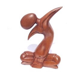 Serene Balance: Indonesian Wood Figurine in Yoga Pose Gift Idea Decoration Asian