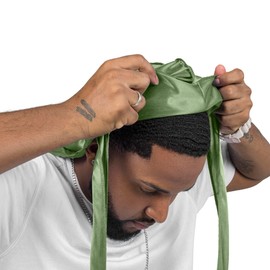 ForceWave 2 Pieces Silky Durag Pack for Men Women Waves, Premium Satin Deluxe Du-rag (Champagne+Sage)