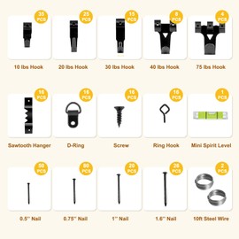 FUZANWJ Picture Hanging Kit, 330pcs Picture Hangers, Wall Hangers, Nails for Hanging Pictures, Wall Hanging Kit, Hanging Wire, Screw Eyes, D Ring and Picture Hanging Tool for Frame Canvas Mounting