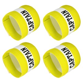 YOKIVE 4 Pcs Captain Armband, Nylon Protective Arm Badge, Adjustable Flexibility, Great for Team Training, Competitions (Yellow, 11.8 x 3.5 Inch)