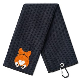 CybGene Corgi Gifts Golf Towel, Golf Accessory for Golf Bags, Dog Dad & Mom Gifts for Women & Men, Birthday, Christmas, 16”x 24” Microfiber Golf Towel