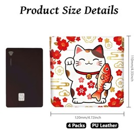 Peacoblue 4 monederos pequeños de cuero para mujer, Japanese Lucky Cat, Gato afortunado japonés