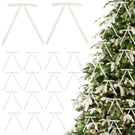 LIZLOVESS Ivory Velvet Ribbon Christmas Bow 5 x 7 Inches Premade Cream Bows for Christmas Tree Hanging Decorations Gift Wrapping Wreaths Crafts Outdoor Indoor Home Decor Wedding, Pack of 24