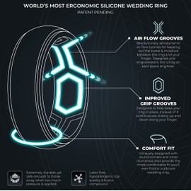 ThunderFit Silicone Rings for Men, Breathable Edition Step Edge Rubber Engagement Bands 8.4mm Wide 2.2mm Thick - 1/4/7 Variety Multipack (Pack L, Size 7.5-8 (18.2mm))