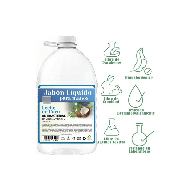 Jabón Líquido Para Manos Coco 5 Litros Vivonatural