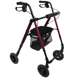 LivingSURETM Ultra Lite Folding Rollator XL, Red